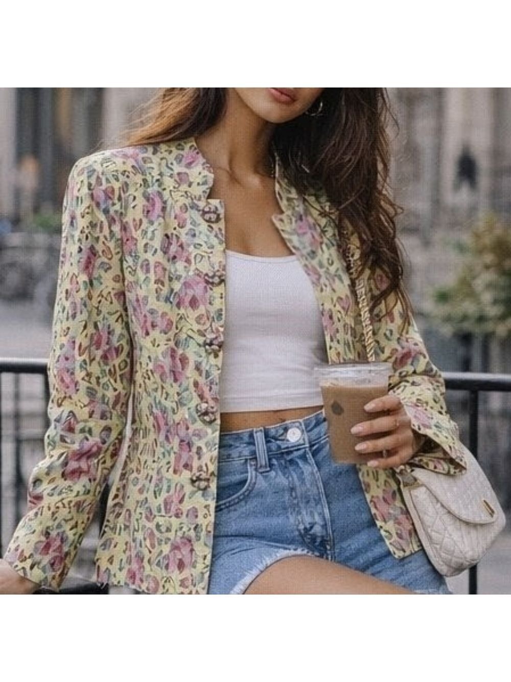 L • Tudor Court • Colourful Cheetah Print Jacket with Silver Cage Buttons